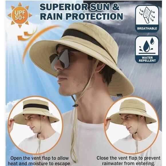 EINSKEY Wide Brim Sun Hat Summer UV Protection Beach Hat‎ Showerproof Safari Hat - Picture 3 of 9